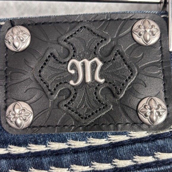 Miss Me Loose Saddle Stitch Border Chloe Bootcut Jeans Mid Rise 29x32 NWT - Picture 13 of 16